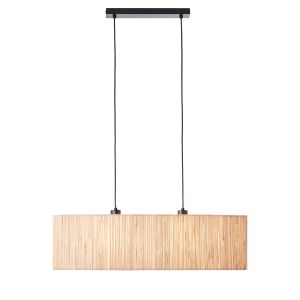 Longshore 2 Light E27 Matt Black Adjustable Linear Pendant With Natural Seagrass Drum Shade