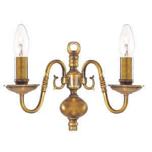 Flemish - 2 Light Wall Bracket, Antique Brass