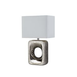 Grange Table Lamp - Silver Etched Base, White Shade