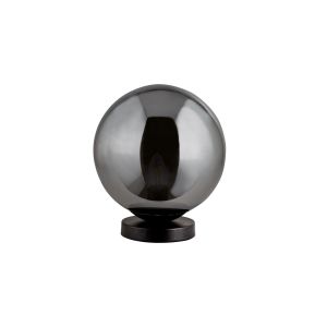 Searchlight 1025-1SM Amsterdam Single Table Lamp Matt Black Base With Smokey Round Glass Shade Finish