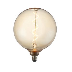 Spiral E27 Smoked Amber Tinted Glass 4W LED Globe Bulb 125mm 320lm