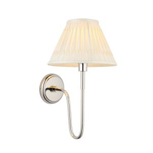 Rouen 1 Light E14 Polished Nickel Wall Light With Cici 8 Inch Ivory Tapered Shade