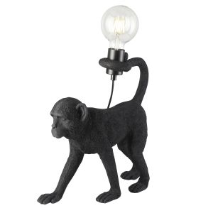 Capuchin 1 Light E27 Matt Black Monkey Table Lamp With Inline Switch