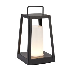Tallow 1 Light 3.15W Integrated LED 230lm Warm White Matt Black IP44 Rechargeable USB Table/Hanging Lamp With 3 Stage Touch Dimemr