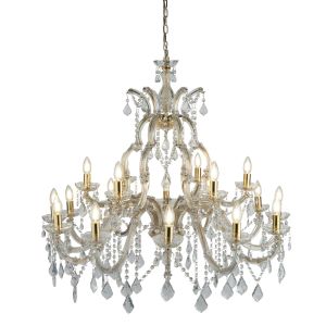 Marie Therese - 18 Light Chandelier, Polished Brass, Clear Crystal