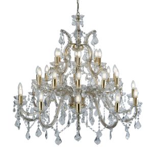 Marie Therese - 30 Light Chandelier, Polished Brass, Clear Crystal