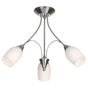 Endon 125-3SC Satin Chrome Fitting + Glass Light In Chrome