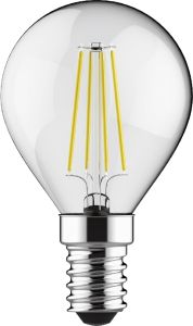 Value Classic LED Ball E14 Dimmable 4W 4000K Natural White, 470lm, Clear Finish, 3yrs Warranty
