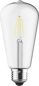 Value Classic LED Rustica Tradition Tip ST64 E27 6.5W Dimmable 4000K Natural White, 710lm, Clear Finish, 3yrs Warranty