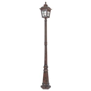Pompeii - 1 Light Outdoor Post (Height 212cm), Brown Stone, Water Glass