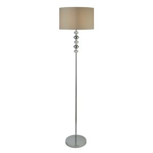 Larissa 1 Light Floor Lamp, Chrome And Acrylic With Grey Shade