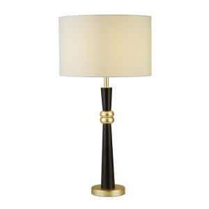 Sylvian 1 Light Table Lamp, Dark Wood And Gold With Ccrain Shade
