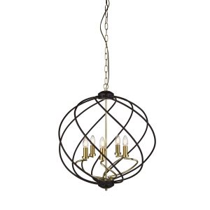 Flow 5 Light Pendant. Black/Gold