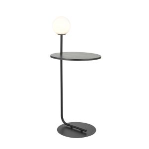 Audemer 1 Light G9 Black Floor Light With Table Top & Opal Glass Shade