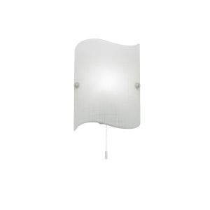 Wave 1 Light E14 White Patterned Waved Shaped Glass Wall Light With Chrome Plated Screws
