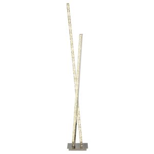 Clover 2 Light LED Column Floor Lamp, Clear Crystal Trim, Chrome