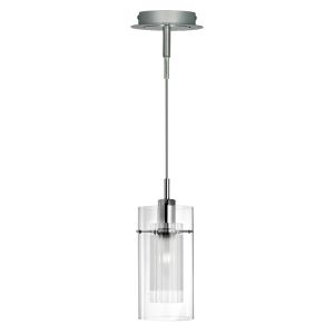 Duo I - Satin Silver Double Glass Pendant