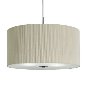 Drum Pleat Pendant - 3 Light Pleated Shade Pendant, Ccrain With Frosted Glass Diffuser Diameter 60cm