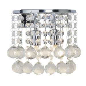 Hanna Chrome 2 Light Round Wall Bracket Clear Crystal Ball