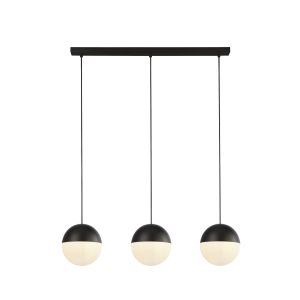 3 Light Pendant Black/Opal Glass Finish