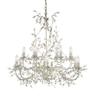 Qubendite - 12 Light Ceiling, Ccrain Gold Finish With Leaf Dressing And Clear Crystal Deco