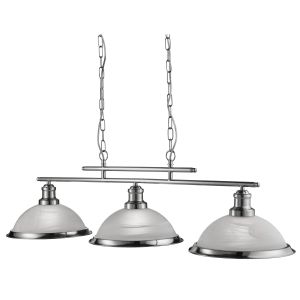 Bistro - 3 Light Ceiling Bar, Satin Silver, Marble Glass