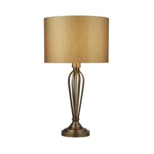 Searchlight 2803AB Single Table Lamp Antique Brass With Gold Shade Finish