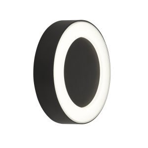 Single Circle LED Outdoor Wall Light Black/Frosted Diffuser Finish