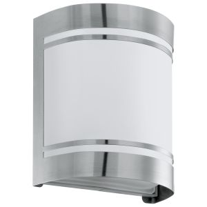 Cerno 1 Light E27 Outdoor Ip44 Stainless Steel Wall Light With Satinated Glass