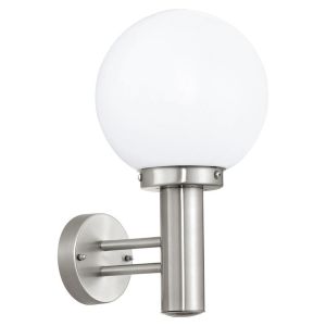 Nisia 1 Light Outdoor IP44 E27 Wall Light Stainless Steel With Satinated Glass