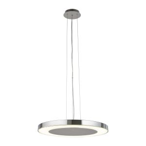 Dimmable Lexi LED Disc Ceiling Pendant (50Cm Dia), Chrome, Crushed Ice Effect Deco