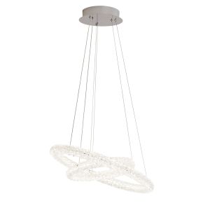 Circle LED 2 Ring Ceiling Pendant, Chrome, Clear Crystal