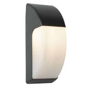LED Outdoor 1 Light Crescent Wall Light (32Cm) Dark Grey/Opal