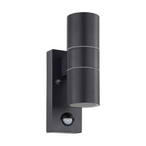 Riga 5, 2 Light LED Integral Outdoor PIR IP44 Wall Light Anthracite With Clear Glass