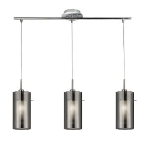 Duo 2 - 3 Light Ceiling Bar With Smokey Outer/Frosted Inner Glass Shades