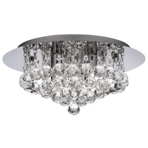 Hanna 4 Light Chrome Flush Ceiling Light Crystal Ball G9