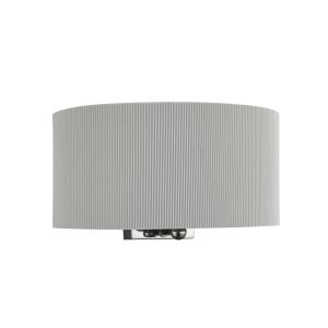 Drum Pleat - 2 Light Wall Bracket, Silver Pleated Shade, Frosted Glass Diffuser