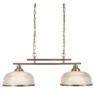 Bistro II - 2 Light Ceiling Bar, Antique Brass, Pilotphane Glass