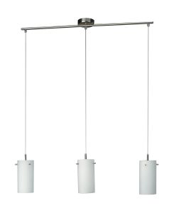 Achilles Single Pendant, 3 Light E27 Matt Chrome/Glass