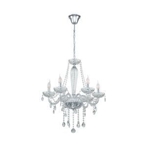 Basilano 5 Light E14 Polished Chrome Adjustable Pendant With Clear Glass