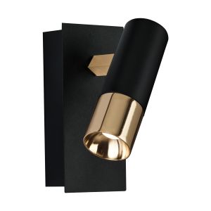 Tomares 1 Light Black 5W LED Integrated Adjustable Wall Spotlight With Brass Detail