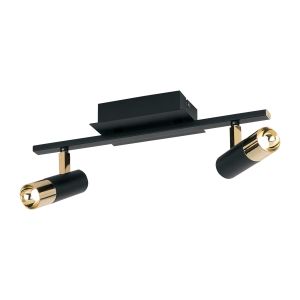 Tomares 2 Light Black 10W LED Integrated Adjustable Ceiling Spotlight With Brass Detail