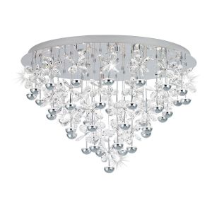 Pianopoli 43 Light LED Integrated, Polished Chrome Fluish Ceiling Light With Crystal Droplets