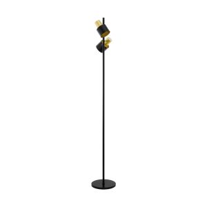 Fiumara 2 Light E27, 120W, Double Insulated, 220V Black Floor Lamp With Gold