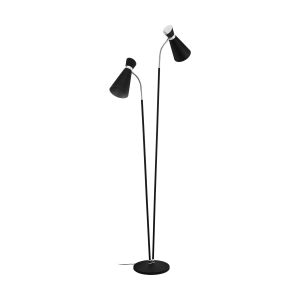 Sardinara 2 Light E27 80W, Double Insulated, 220V Black Floor Lamp With Polished Chrome