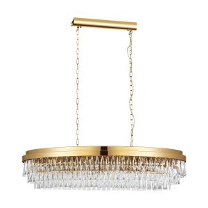 Valparaiso 13 Light E14, 220V Adjustable Gold Coloured Pendant With Crystal