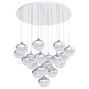 Mioglisbon 18 Light LED Integrated Adjustable, Double Insulated Polished Chrome pendant With Plastic