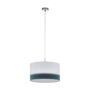 Spaltini 1 Light Double Insulated  E27 Adjustable Pendant Satin Nickel With Fabric