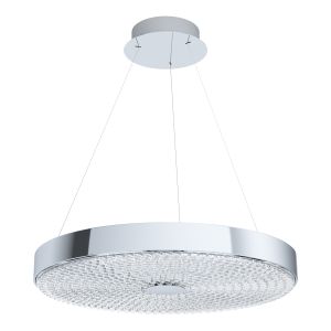Escorihuel 1 Light LED Integrated, Double Insulated, 220V Polished Chrome Pendant Adjustable With Glass With Crystals