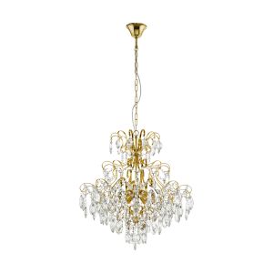 Fenoullet 1, 5 Light E14 Brass Adjustable Ceiling Pendant With Crystals